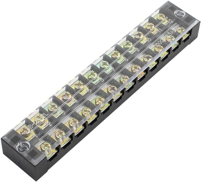 Picture of TB-2512 12P Double Row Terminal Block 600V 25A Terminal Block TB-2512 600V 25A 12P Double Row 12 Pin Terminal Block TB-2512 Terminal Block 600V 25A TB Series 12 Positions Ways Dual Row Barrier Screw Terminal Block Wire Cables Connector