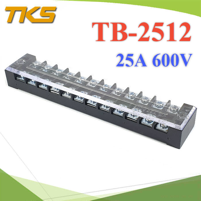 Picture of TB-2512 12P Double Row Terminal Block 600V 25A Terminal Block TB-2512 600V 25A 12P Double Row 12 Pin Terminal Block TB-2512 Terminal Block 600V 25A TB Series 12 Positions Ways Dual Row Barrier Screw Terminal Block Wire Cables Connector