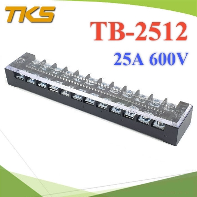 Picture of TB-2512 12P Double Row Terminal Block 600V 25A Terminal Block TB-2512 600V 25A 12P Double Row 12 Pin Terminal Block TB-2512 Terminal Block 600V 25A TB Series 12 Positions Ways Dual Row Barrier Screw Terminal Block Wire Cables Connector