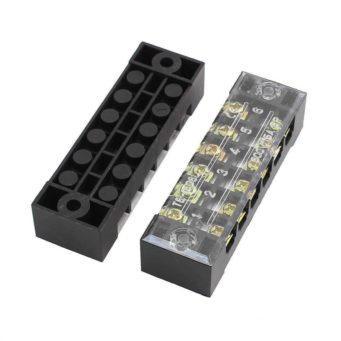 Picture of TB-1506 6P Double Row Terminal Block 600V 15A Terminal Block TB-1506 600V 15A 6P Double Row 6 Pin Terminal Block TB-1506 Terminal Block 600V 15A TB Series 6 Positions Way Wire Cables Connector