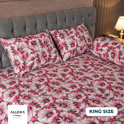 China Rose Printed Allora Bed Sheet – Pink ALLORA BDonline shop bangladeshothoba.com