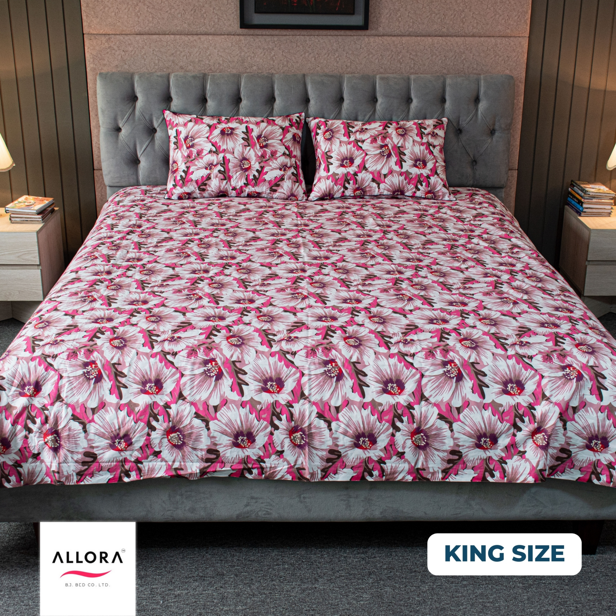 China Rose Printed Allora Bed Sheet – Pink ALLORA BDonline shop bangladeshothoba.com