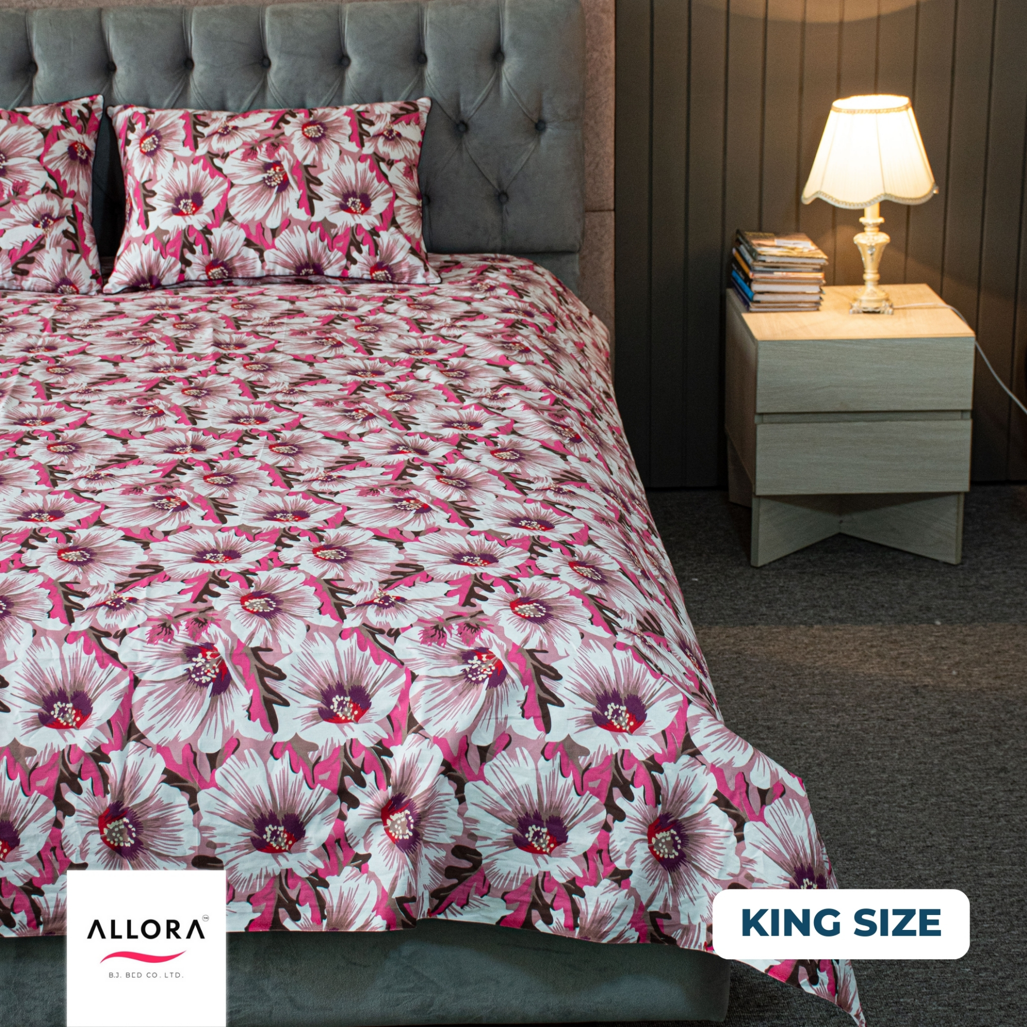 China Rose Printed Allora Bed Sheet – Pink ALLORA BDonline shop bangladeshothoba.com