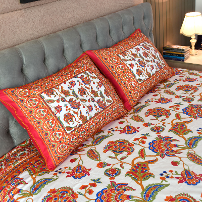 Blossom Dreams Printed Allora Bed Sheet – Persian Red ALLORA BDonline shop bangladeshothoba.com