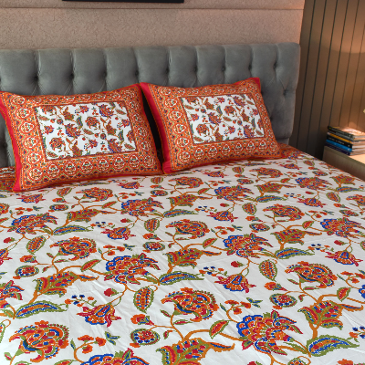Blossom Dreams Printed Allora Bed Sheet – Persian Red ALLORA BDonline shop bangladeshothoba.com