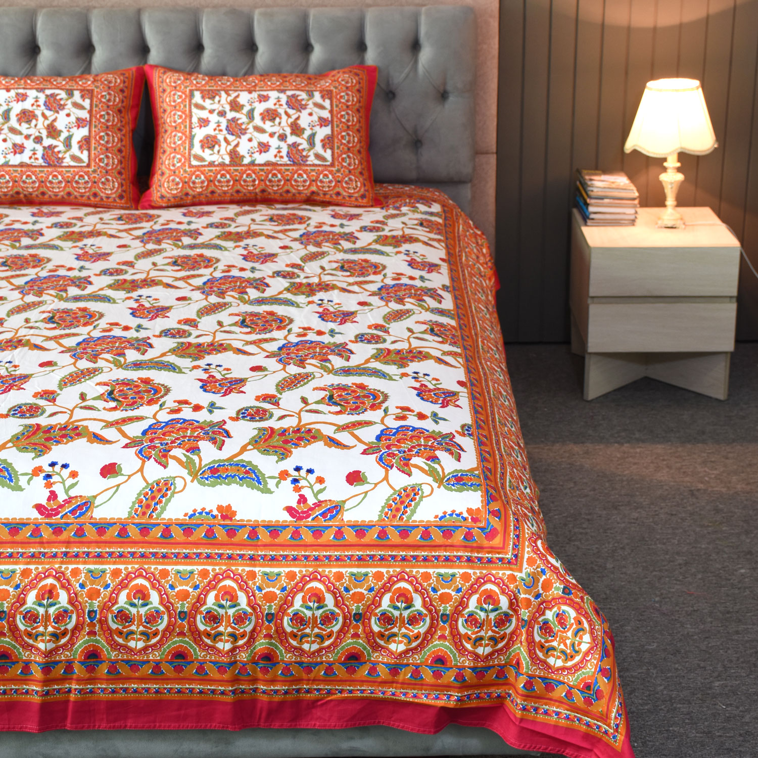 Blossom Dreams Printed Allora Bed Sheet – Persian Red ALLORA BDonline shop bangladeshothoba.com