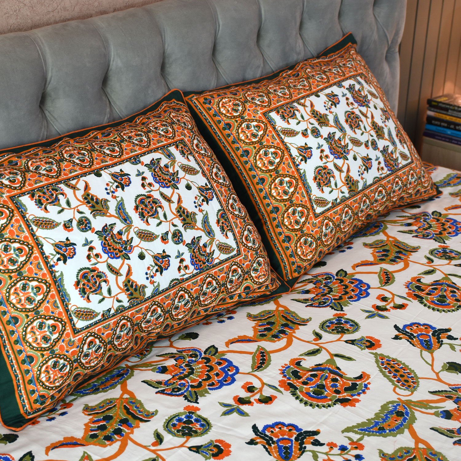 Blossom Dreams Printed Allora Bed Sheet – Bottle Green ALLORA BDonline shop bangladeshothoba.com