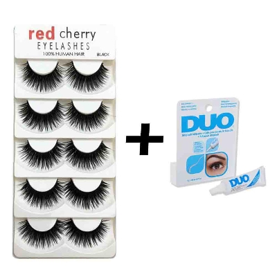 Picture of False Eyelashes Natural Long Eye Lashes Extension Makeup Professional Faux Eyelash-5 Pair With Eyelash Glue - Eyelash