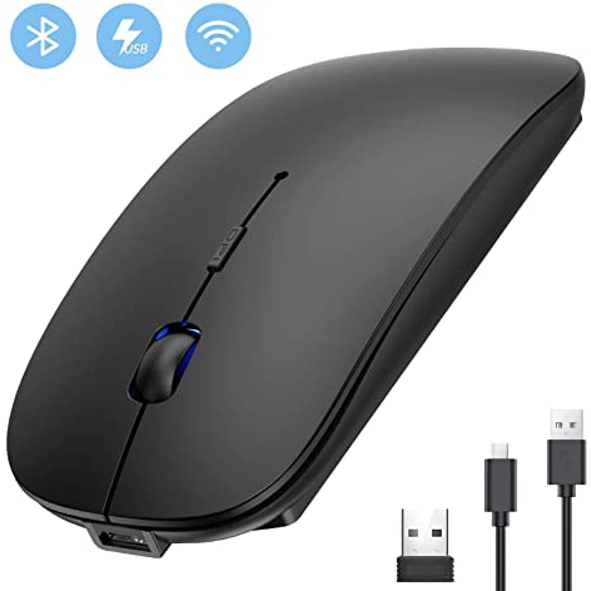 Picture of Dual Mode Rechargeable Wireless Mouse Bluetooth 5.0 2.4 GHz Optical Wireless Mouse 1600DPI