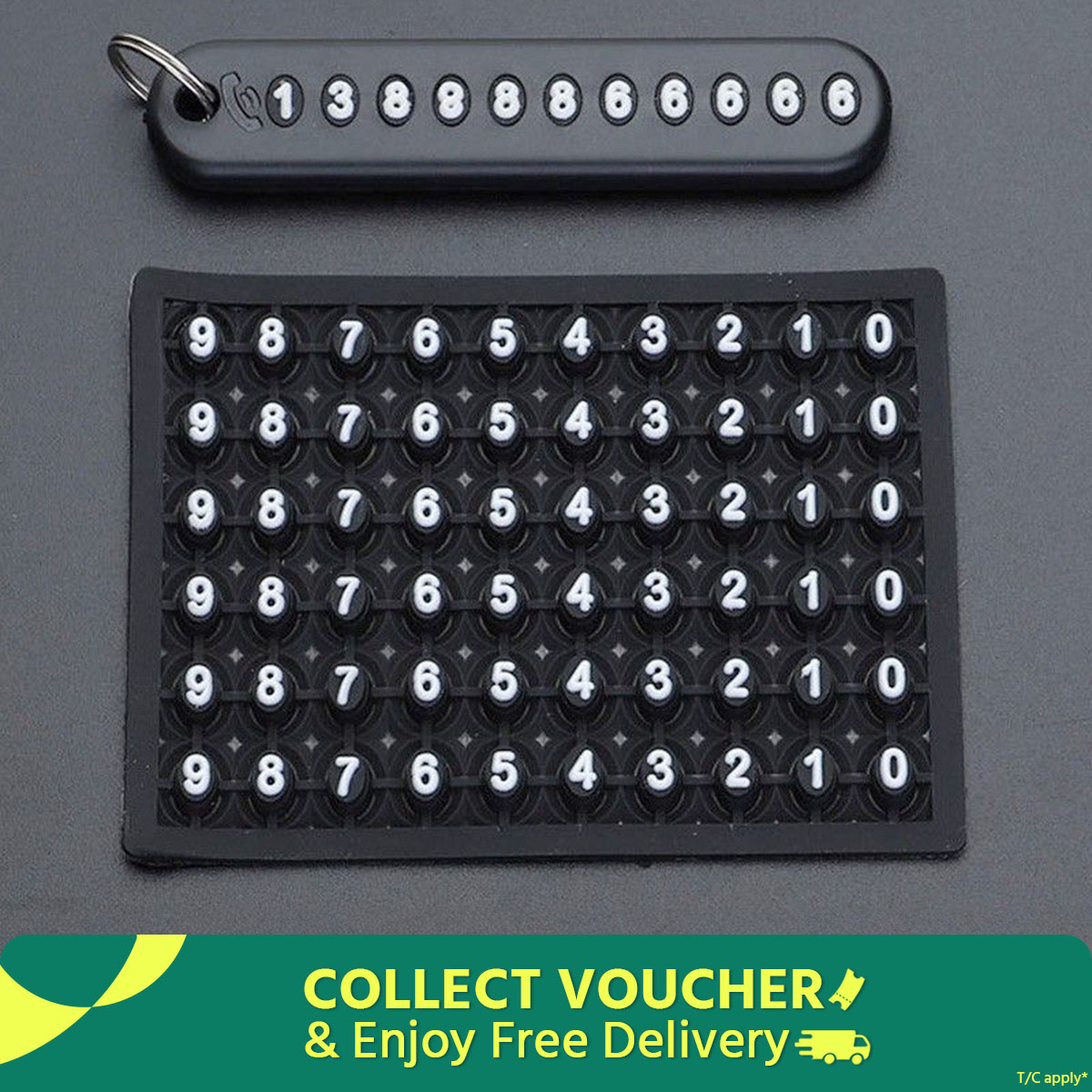 Picture of Phone Number Plate Auto Vehicle Phone Number Hanging Key Ring Key Chain for Car and Motorbike (Black)