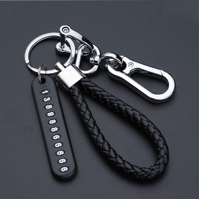 Picture of Anti-Lost Car Key Pendant Split Rings Keychain Phone Number Card Keyring Auto Vehicle Key Chain Car Accessories