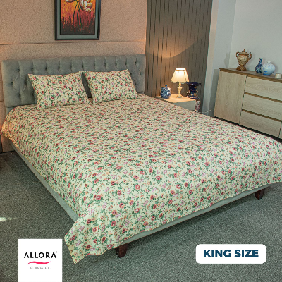 Spring Serenity Print Allora Bedsheet – Cream ALLORA BDonline shop bangladeshothoba.com