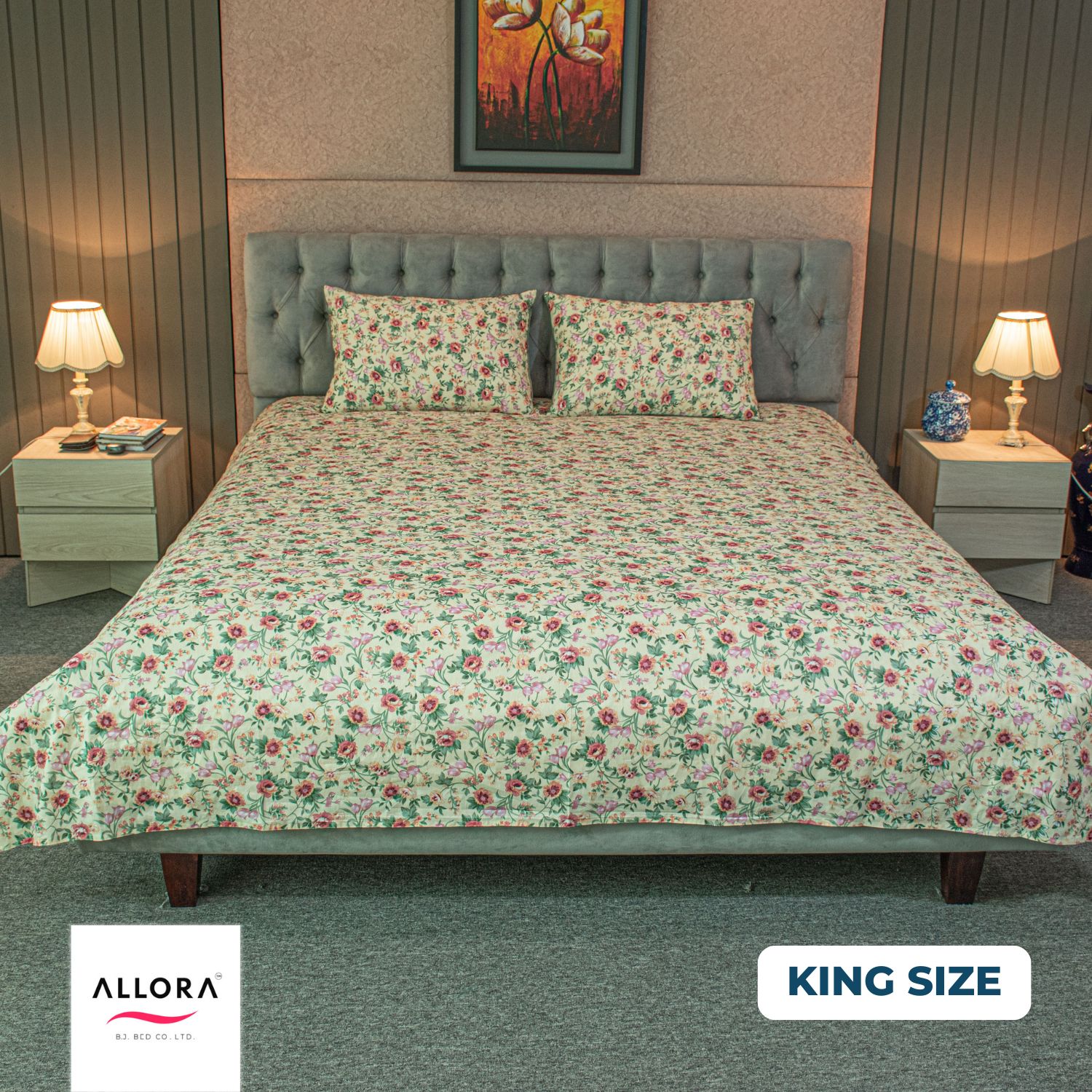 Spring Serenity Print Allora Bedsheet – Cream ALLORA BDonline shop bangladeshothoba.com