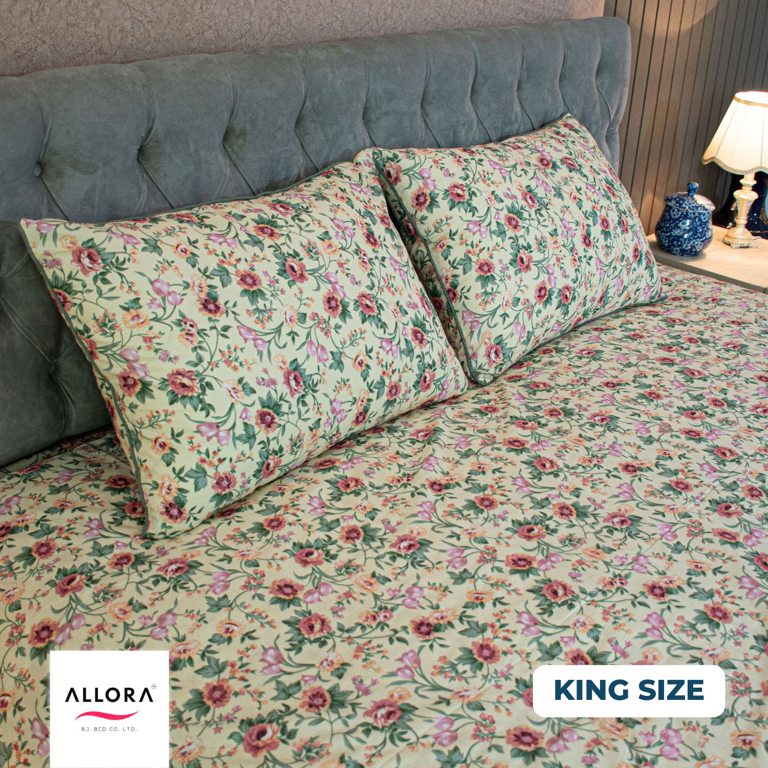 Spring Serenity Print Allora Bedsheet – Cream ALLORA BDonline shop bangladeshothoba.com