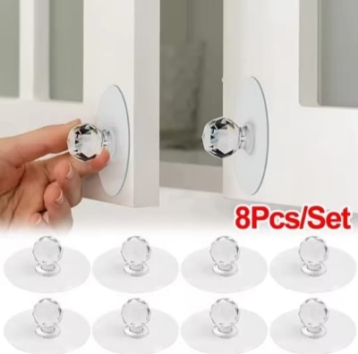 Picture of 8/15/20  Pis Plastic Diamond Crystal Shaped Strong Sticker Sticky Heavy Duty Wall Hooks Transparent Self Adhesive Bathroom kitchen door wall hook and Trend