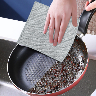 Picture of 3/5/10pis Deep Cleaning Cloth Brush Double -layer Non Stick Oil Dishrag Magic Coffee Stain Pan Rag Kitchen Cleaning Supplies single layer