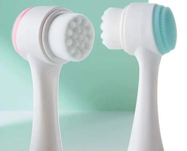 Picture of 3D Bilateral Silicone Facial Cleanser Manual Massage Facial Brush Soft Bristles Silicone Double Sided Face Brush