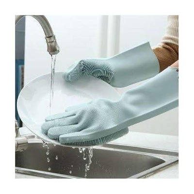 Picture of High Quality Silicone Dish Washing Kitchen Hand Gloves (Multicolor) - Hand Gloves