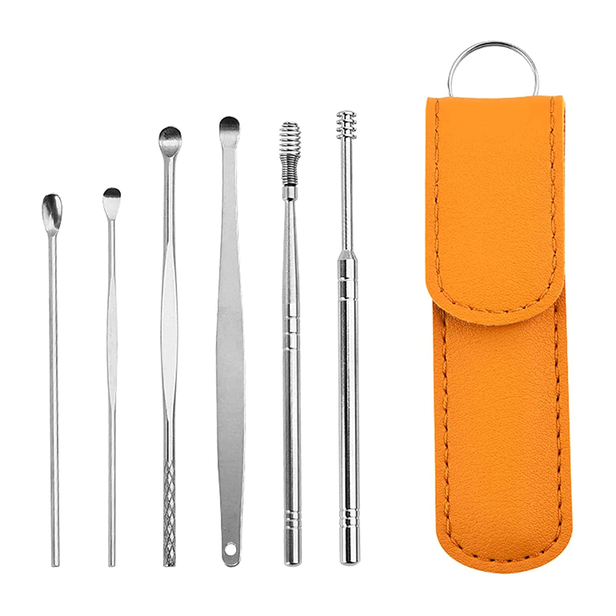 Picture of 6 pieces Ear Pick Set - Portable Stainless Steel with Leather Case