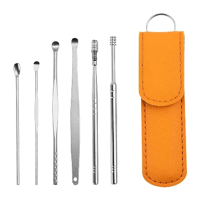 Picture of 6 pieces Ear Pick Set - Portable Stainless Steel with Leather Case