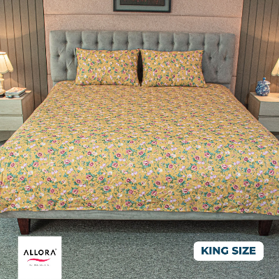 Spring Serenity Print Allora Bed Sheet – Yellow ALLORA BDonline shop bangladeshothoba.com