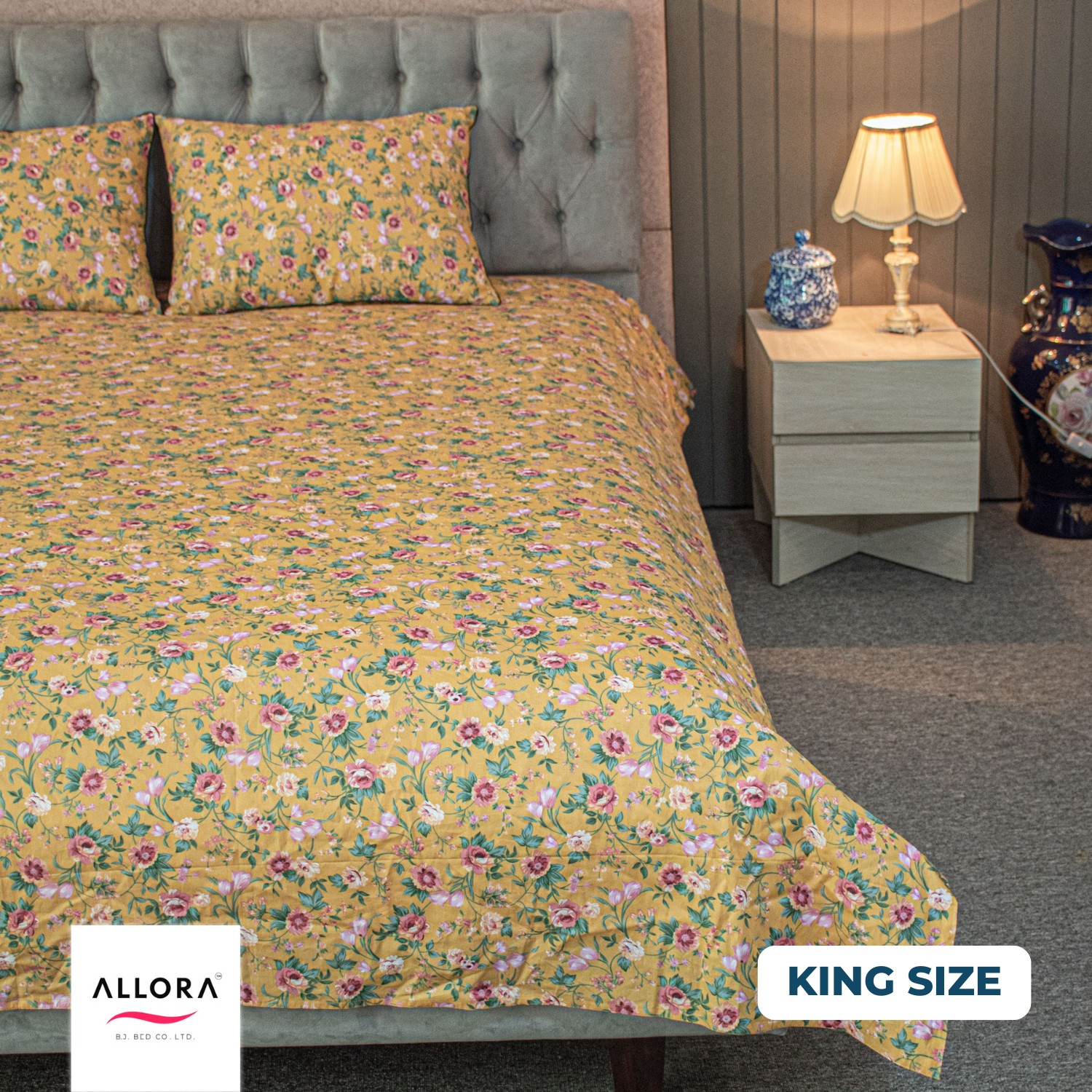 Spring Serenity Print Allora Bed Sheet – Yellow ALLORA BDonline shop bangladeshothoba.com