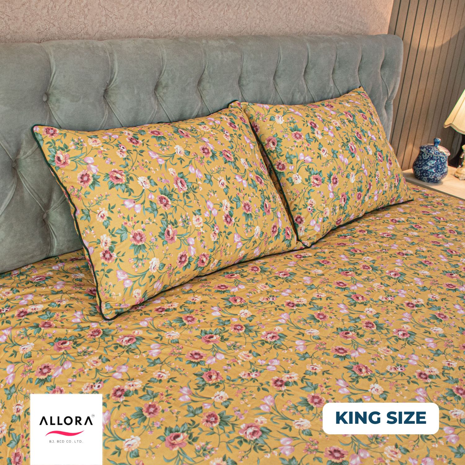 Spring Serenity Print Allora Bed Sheet – Yellow ALLORA BDonline shop bangladeshothoba.com
