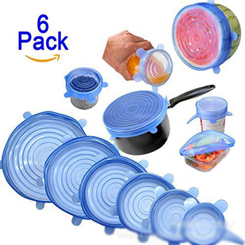 Picture of Silicon Food Cover Set of 6pcs Kitchen Silicone Stretch Cover Seal Lid Preservation Vacuum Food Storage Wrap Bowl Pot Cover