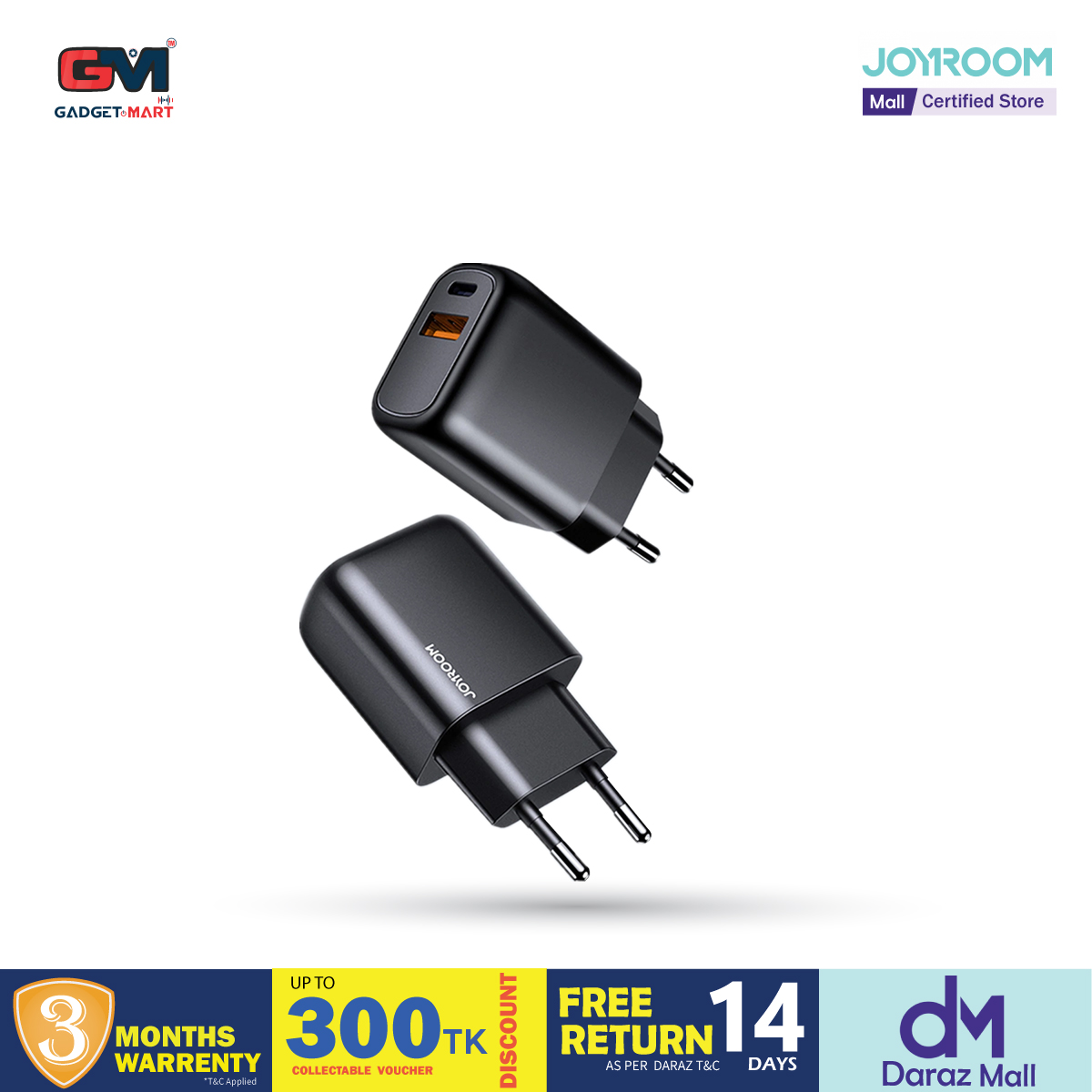 Picture of JOYROOM L-QP204 Smart Dual Port PD+QC3.0 Travel Charger - EU Plug