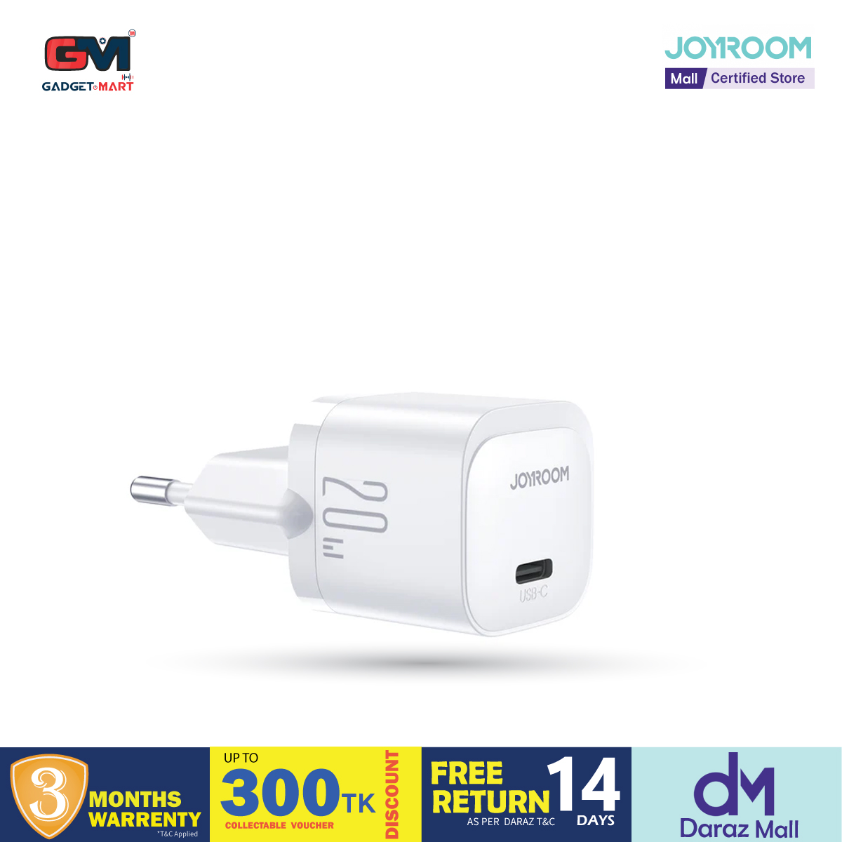 Picture of Joyroom JR-TCF02 PD 20W Mini intelligent fast charger (EU Plug) - White