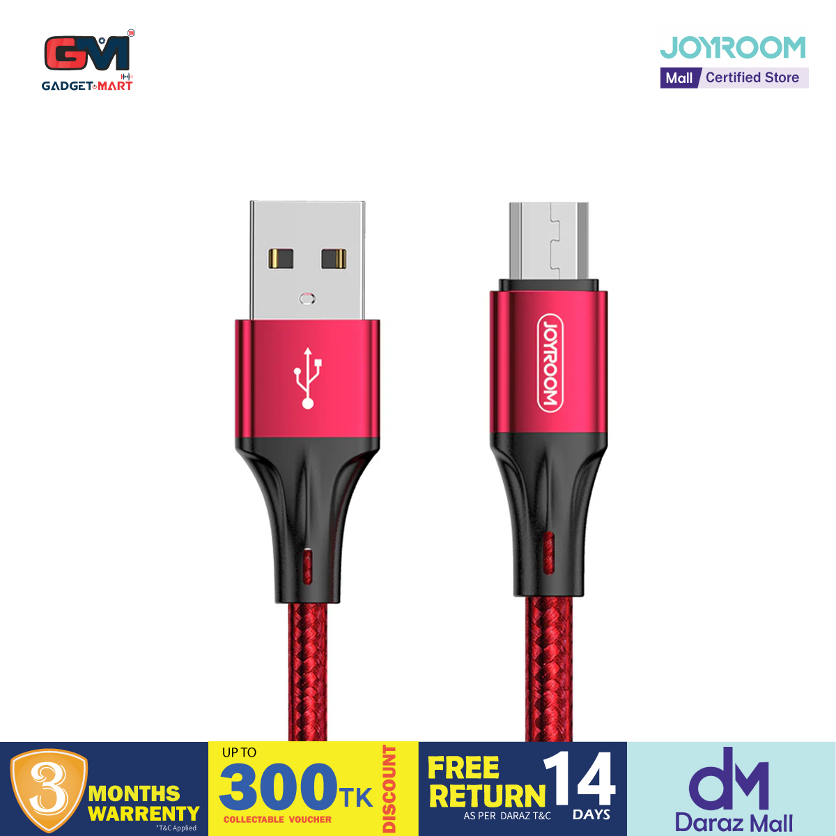 Picture of Joyroom S-0230N1 Micro Fast Charging and Data Cable 0.2M - Red