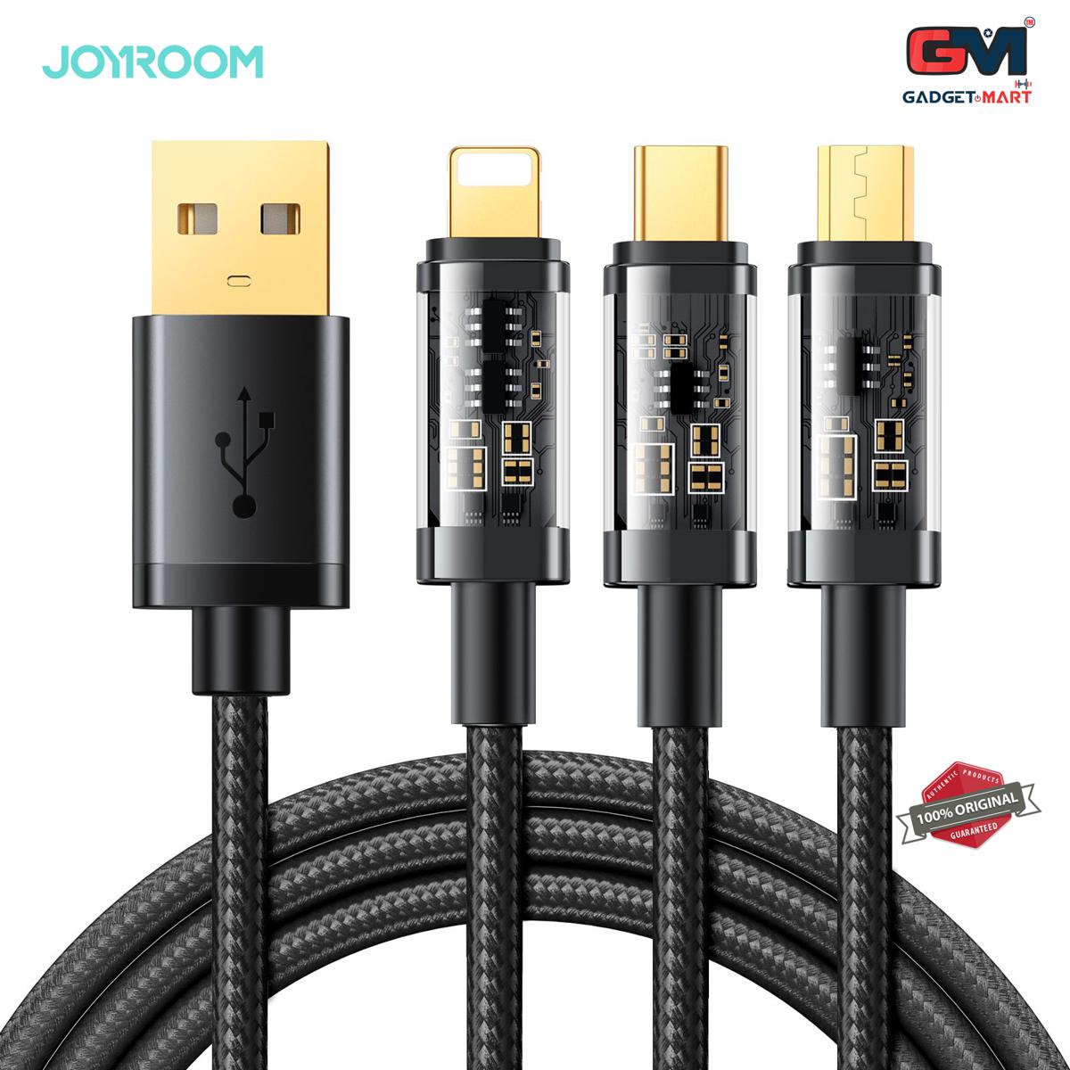 Picture of Joyroom S-1T3015A5 3.5A 3-in-1 Data Cable (USB-A to Lightning+Type-C+Micro) 1.2m-Black