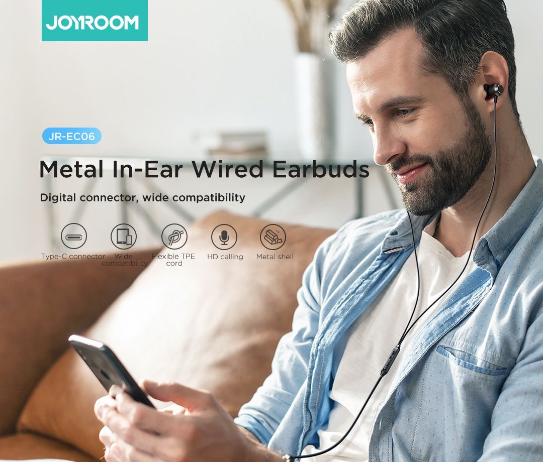 Picture of JOYROOM JR-EC06 In-Ear Metal Wired TYPE-C Headphones - Black