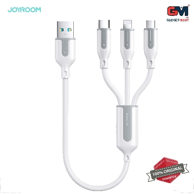 Picture of JOYROOM S-1T3018A15 Ice-Crystal Series 3.5A (USB to 8 Pin+Type-C+Micro USB) 3 in 1 Charging Cable - 0.3m - White