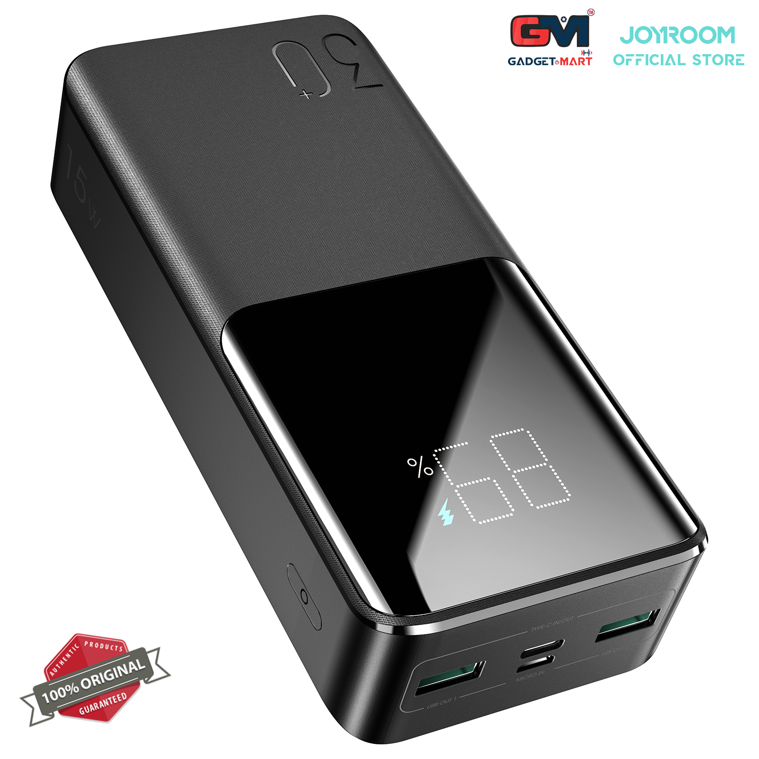 Picture of Joyroom JR-T015 15W Fast Charging 30000mAh Big Capacity Power Bank -Black