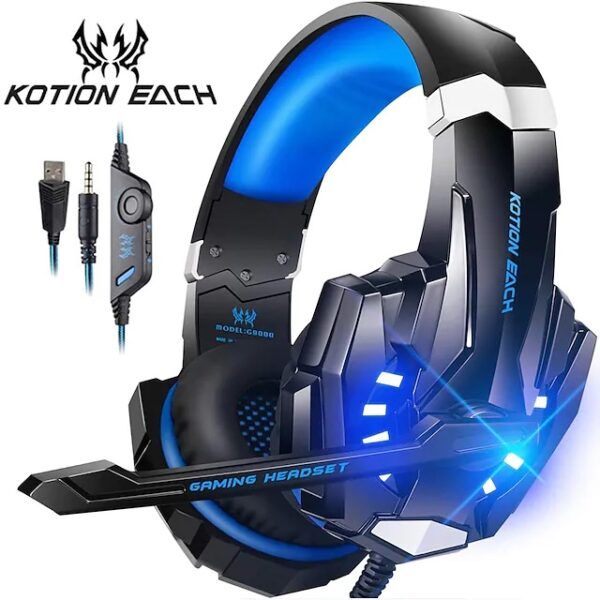 Picture of KOTION EACH G9000 3.5Mm Noise Reduction Gaming Headset Replacement For PC & Laptop with RGB Light - Blue