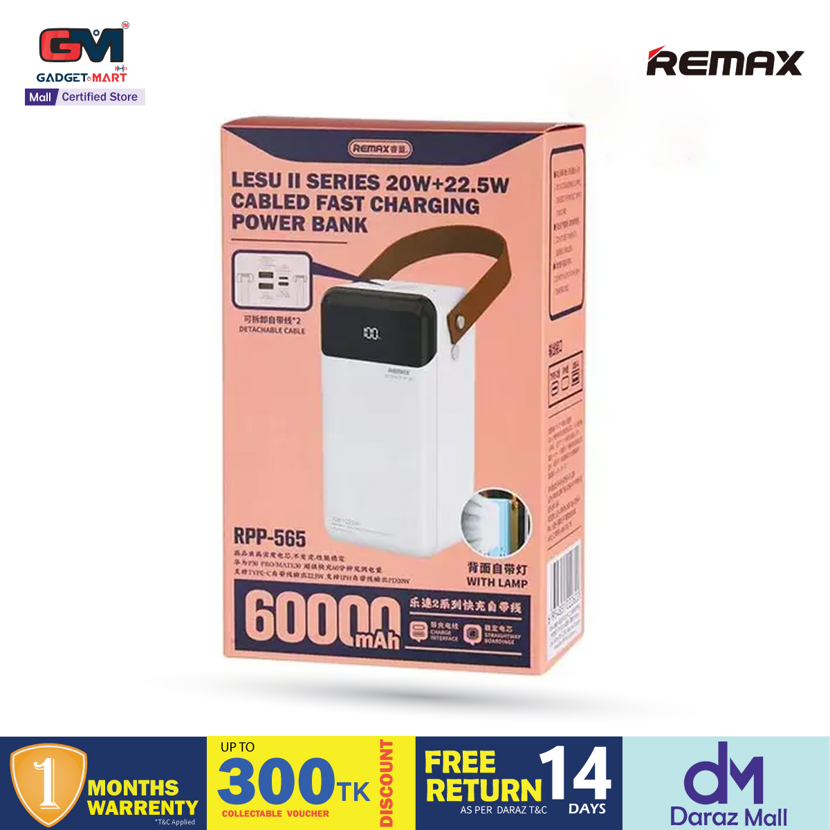 Picture of Remax RPP-565 PD 22.5W 60000mAh Fast Charging Large Capacity Power bank