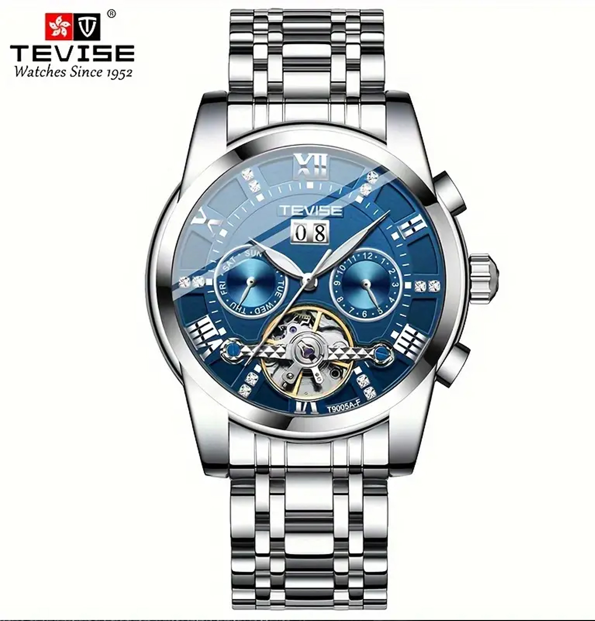 Picture of Tevise T9005Big Classic Business Design Mechanical Luxury watch for Men - Silver Blue