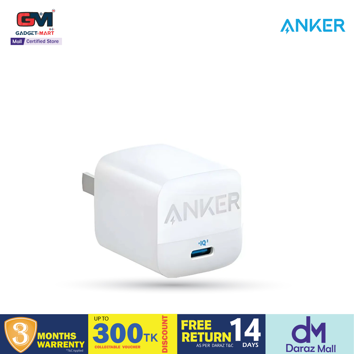 Picture of Anker 313 GaN 30W PIQ 3.0 Foldable Fast Charger - White