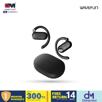 Picture of Wavefun Sense Open Ear Headphones Wireless Earphone with Adjustable Ear Hook Super Bass Wireless Earbuds BT5.3 Headsets with Microphone - Black