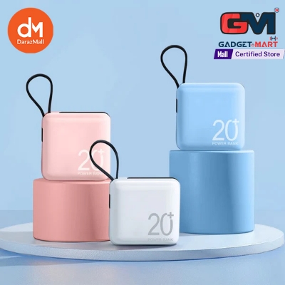 Picture of Build-In Type-C and Lightning Dual Cable 20000mAh Portable Ultra Mini Power Bank for IPhone Android - Blue