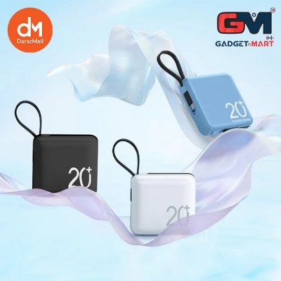 Picture of Build-In Type-C and Lightning Dual Cable 20000mAh Portable Ultra Mini Power Bank for IPhone Android - Blue