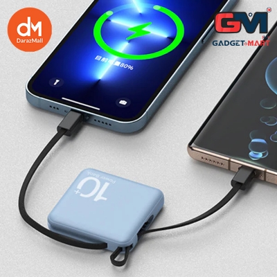 Picture of Build-In Type-C and Lightning Dual Cable 20000mAh Portable Ultra Mini Power Bank for IPhone Android - Blue
