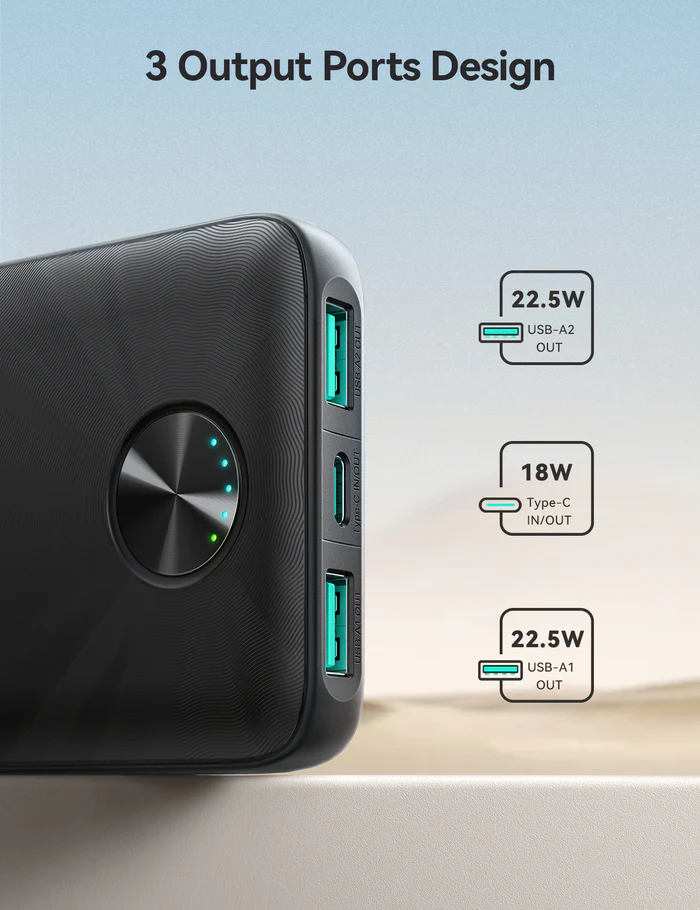 Picture of JOYROOM JR-PBF15 22.5W 10000mAh LED Fast Charging Power Bank with Cable - Black