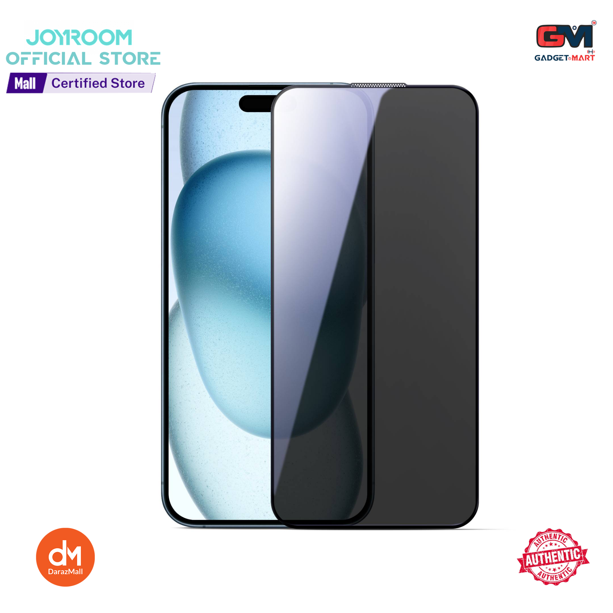 Picture of Joyroom JR-MLG0280 2.5D Full Screen Privacy+Dustproof with Black Edge Tempered Glass Screen Protector for iPhone 15 & iPhone 16