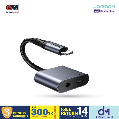 Picture of Joyroom SY-L01 Audio-Transfer Series 2-in-1 Audio Adapter (Lightning to 3.5mm+Lightning)-Black (Call Version)