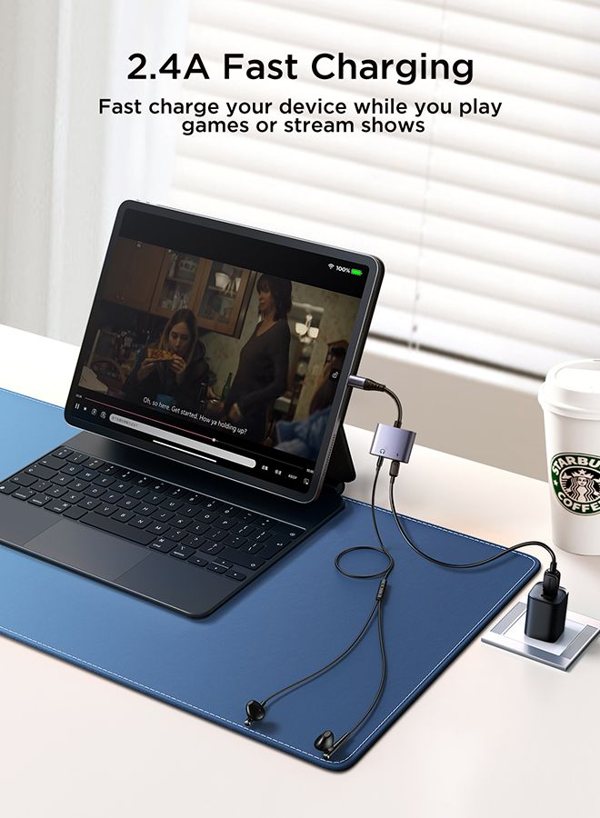 Picture of Joyroom SY-L01 Audio-Transfer Series 2-in-1 Audio Adapter (Lightning to 3.5mm+Lightning)-Black (Call Version)