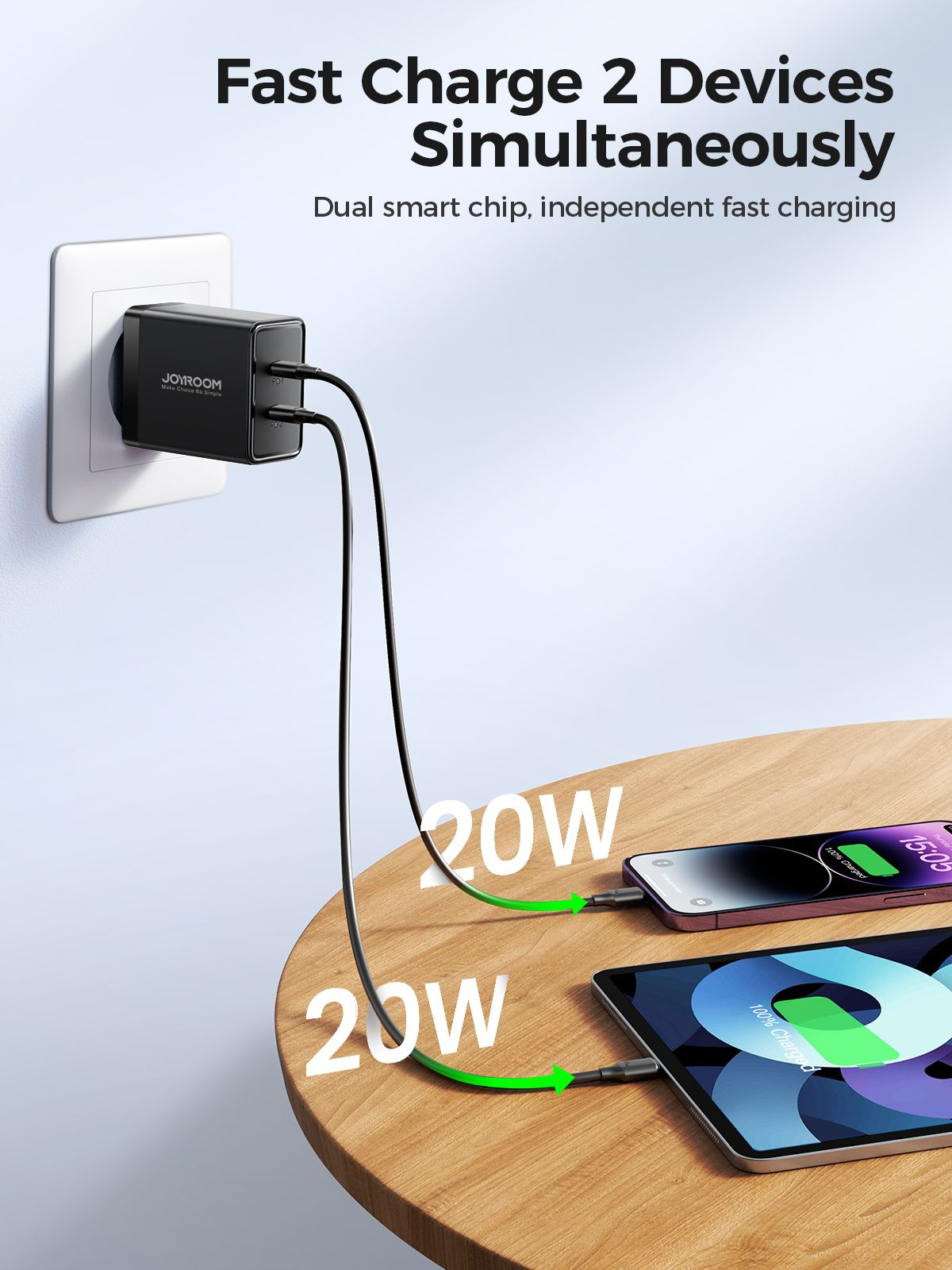 Picture of Joyroom JR-TCF09 40W 2C Fast Charger EU Plug-Black