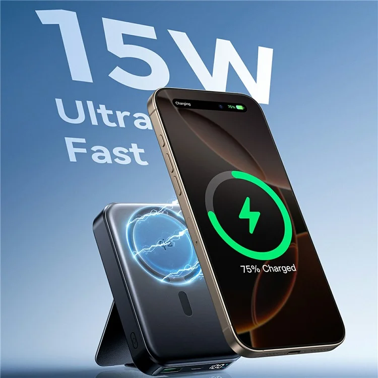 Picture of JOYROOM JR-PBM11 Qi2 Technologys 10000mAh 22.5W Magnetic Power Bank Kickstand Wireless Charger