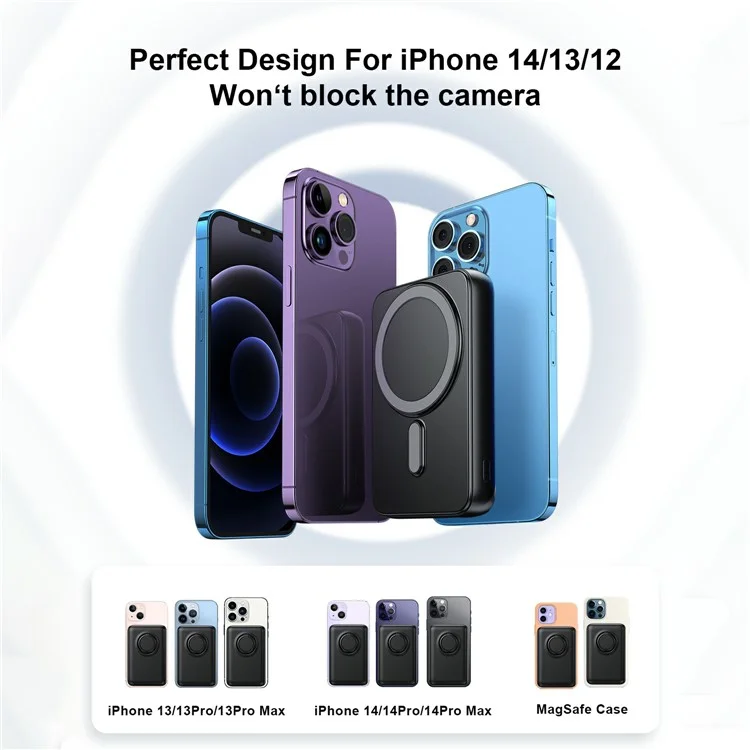 Picture of JOYROOM JR-W050 20W PD3.0 Fast Charging Power Bank 10000mAh Magnetic Wireless Charger External Battery Pack with Ring Holder Kickstand-  Black